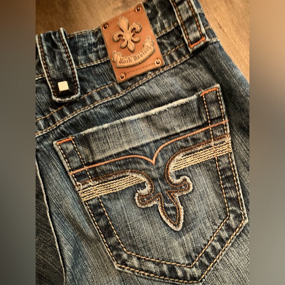 ROCK REVIVAL VINTAGE DISTRESSED WOMENS DENIM JEANS 33x33